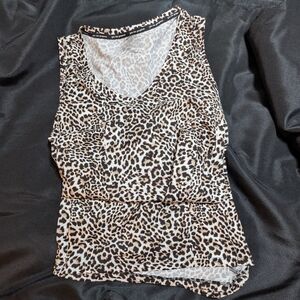 JOYSPUN Leopard Print Sleeveless Top And Shorts Pajama Set